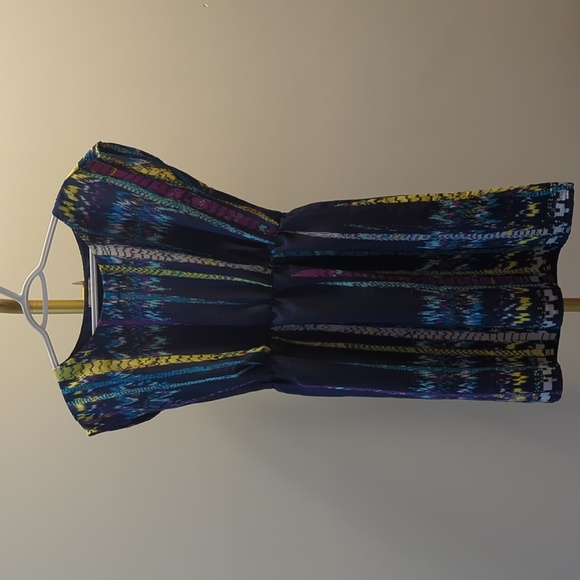 BEBOP | Vibrant blue and purple short sleeve dress, Stretchy Waist, Medium - Picture 4 of 9